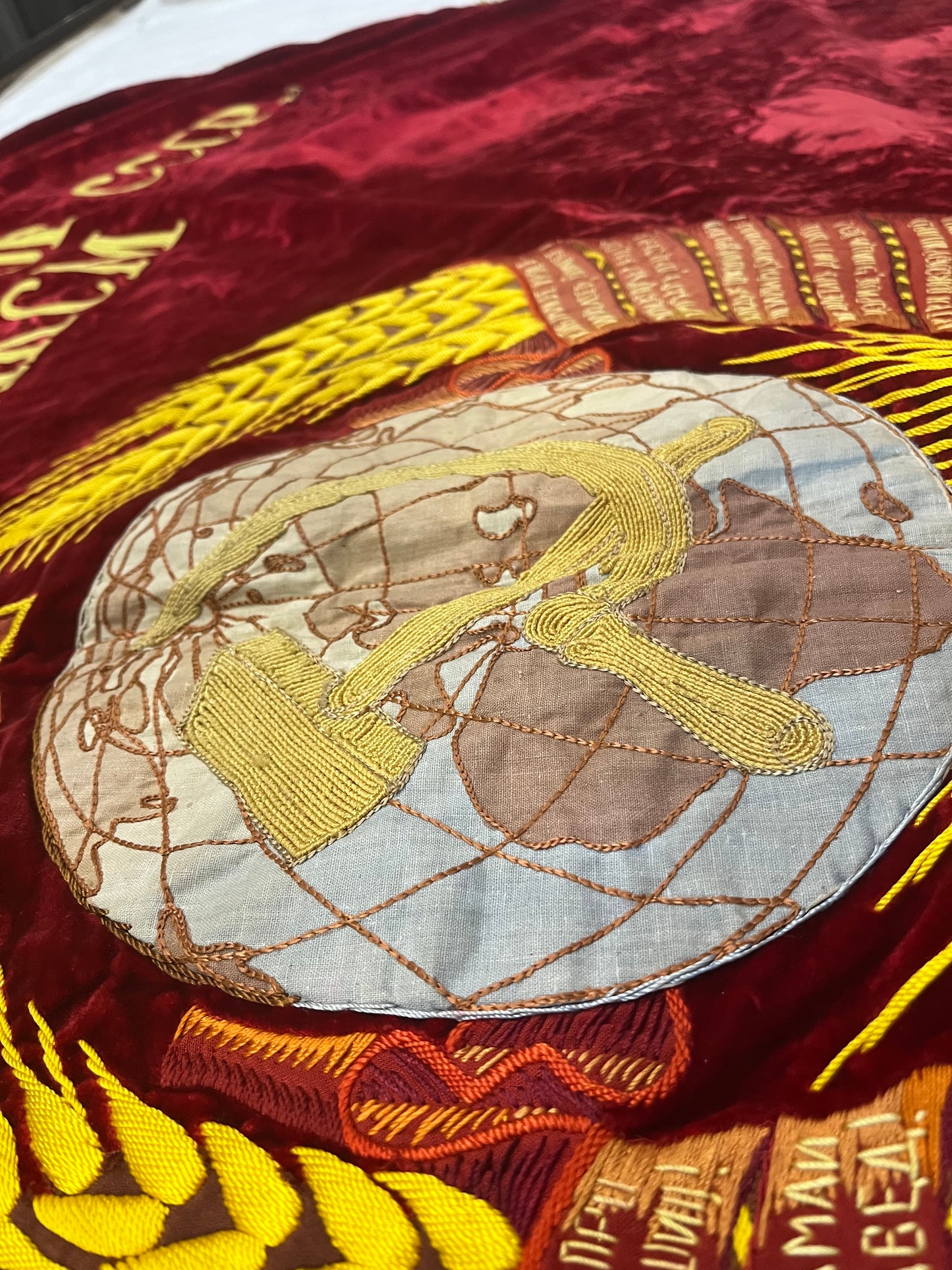 USSR Lenin Doublefaced Fringed, Embroidered on Velvet