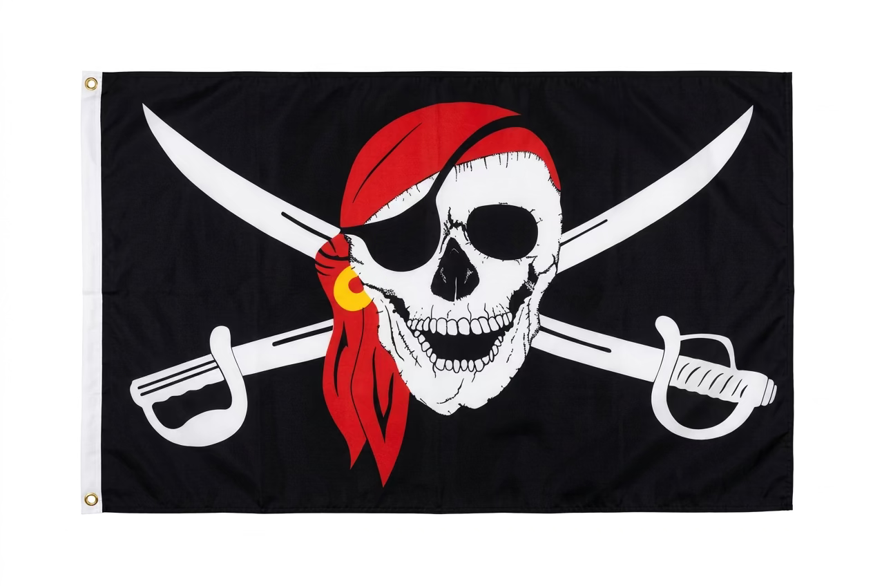 Nylon screen printed pirate flag