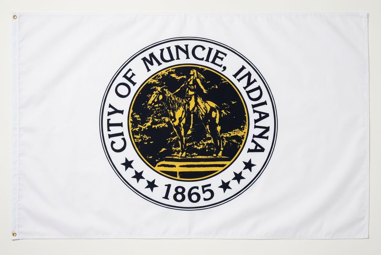 Muncie Indiana acid dye on nylon flag