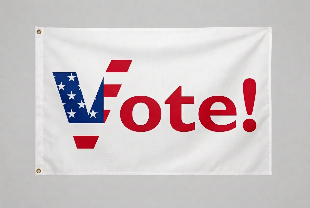 Vote flag 3x5' nylon digital print acid dyed